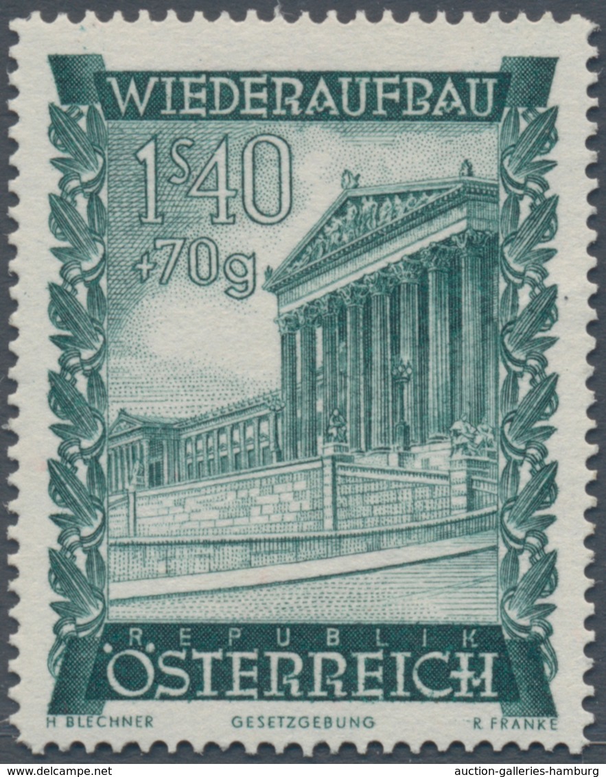 Österreich: 1948, 1.40 Sch. + 70 Gr. "Wiederaufbau", 19 (meist) Verschiedene Farbproben In Linienzäh - Neufs