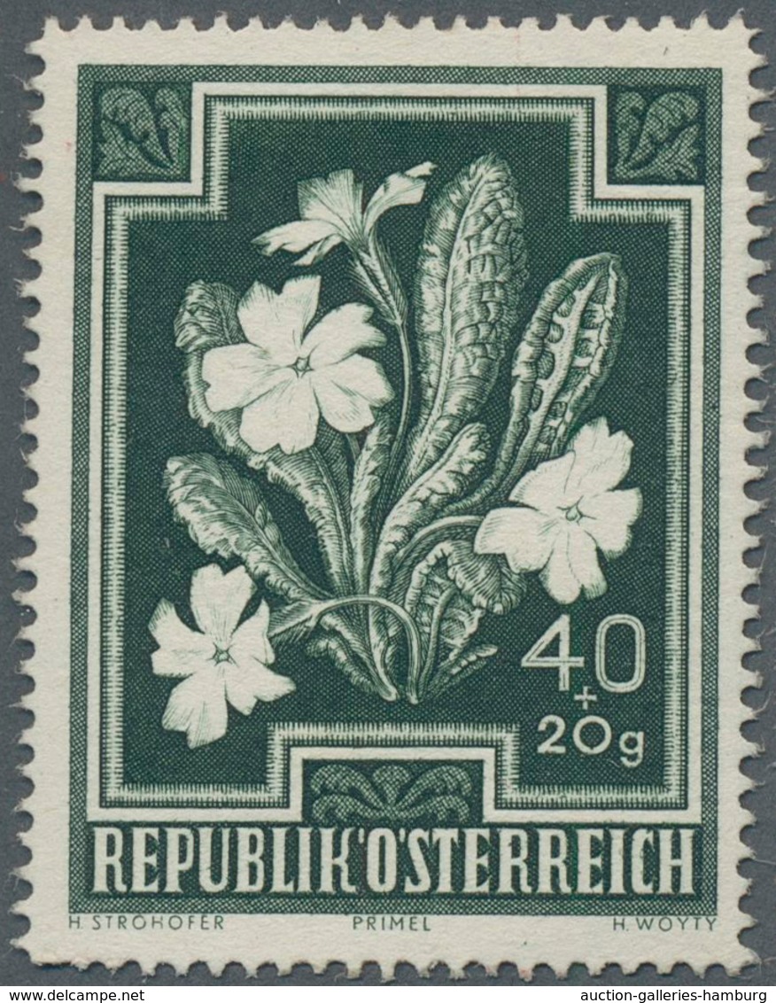 Österreich: 1948, 40 Gr. + 20 Gr. "Primula Vulgaris", Sechs Einfarbige Probedrucke (Stichtiefdruck) - Ungebraucht