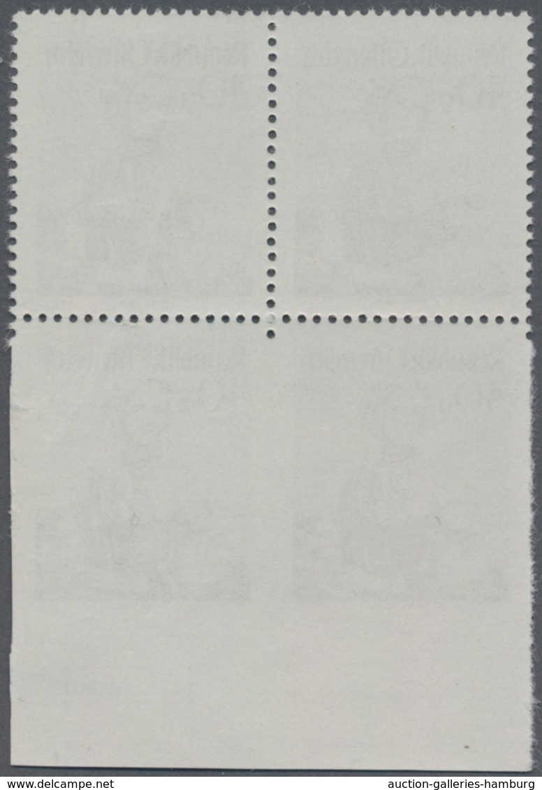 Österreich: 1949, Freimarken Trachten, 40 Gr. Schwarzgrün Im Unterrand-4er-Block, Dabei Die Beiden U - Ungebraucht