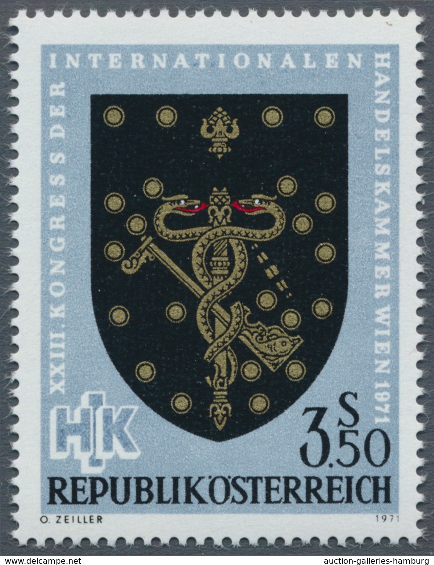 Österreich: 1971. Kongreß Der Intl. Handelskammer "Gremiumwappen Der Großhändler Um 1900" Mit Abart - Ungebraucht