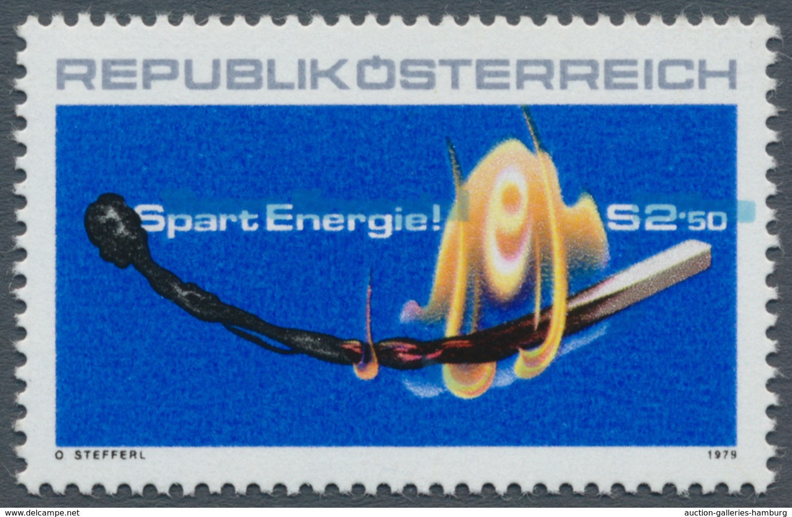 Österreich: 1979. Spart Energie "Brennendes Zündholz", Mit Der Abart "Farbe Hellblau Verschoben". Po - Neufs