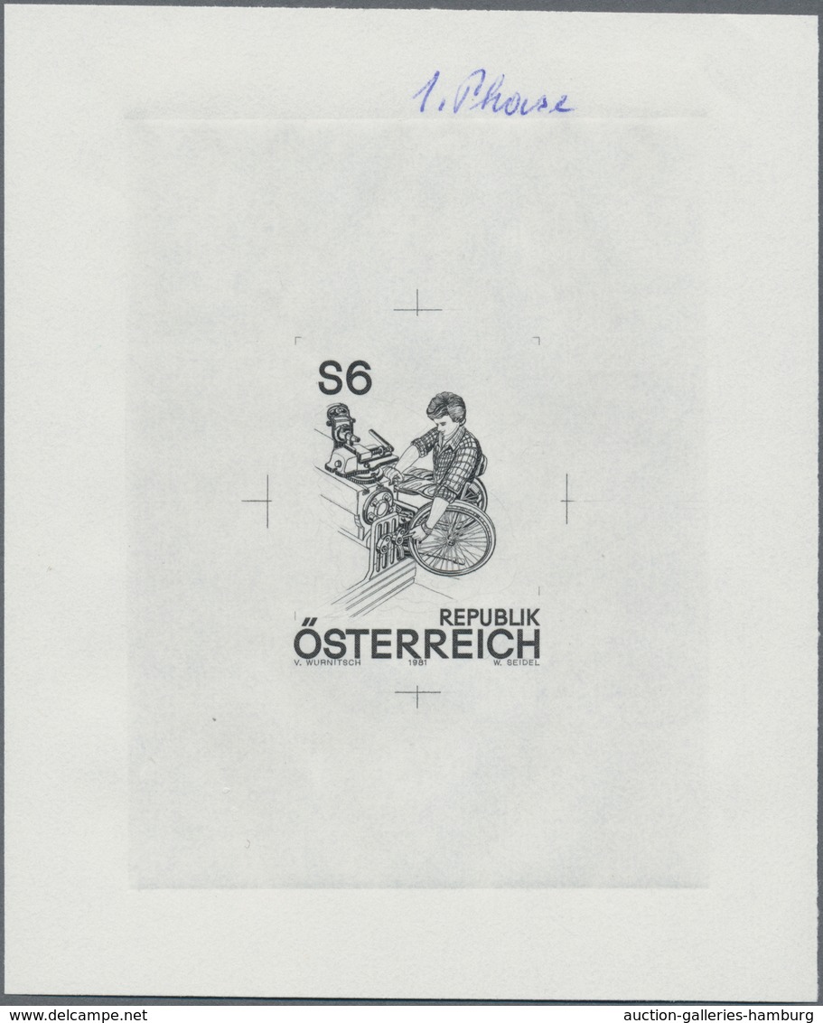 Österreich: 1981. Probedruck (nur Mittelstück) In Schwarz Für Die Ausgabe "Europäische Regionalkonfe - Neufs