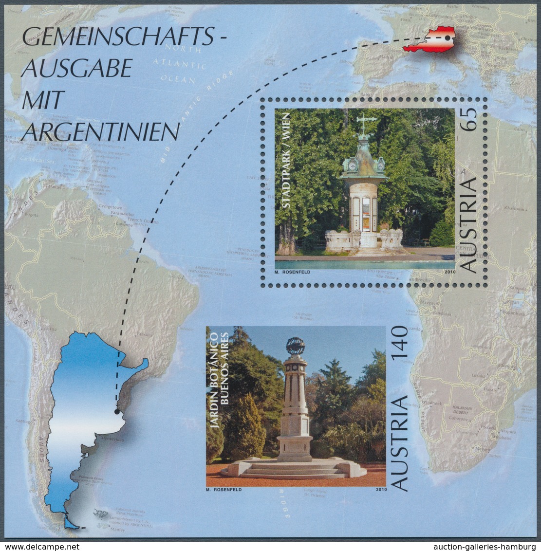 Österreich: 2010. Blockausgabe 200 Jahre Argentinien "Historische Wetterstationen" Mit Abart "Marke - Neufs