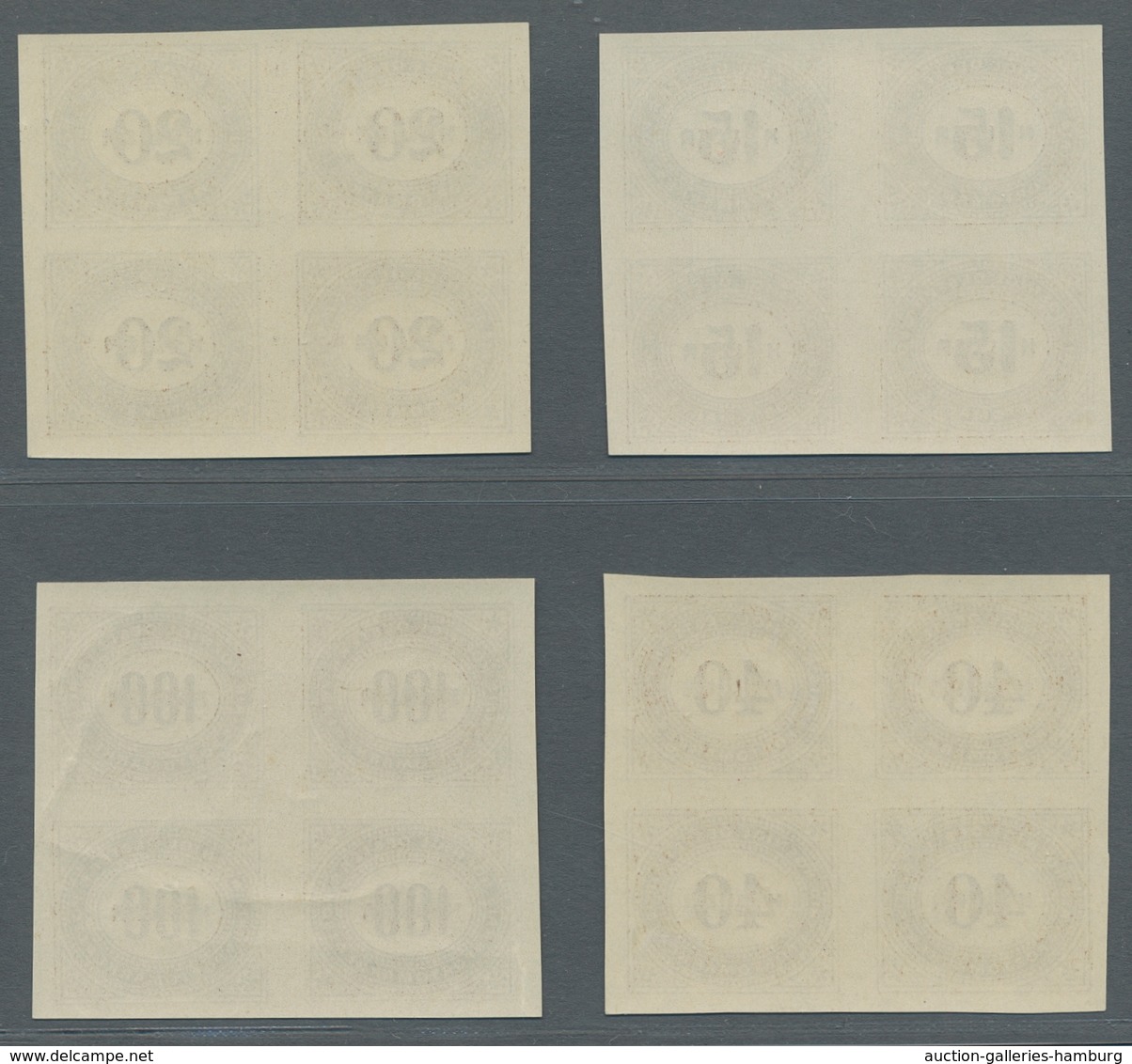 Österreich - Portomarken: 1899, 1 H.-100 H. geschnitten, komplette Serie in 4er-Blocks (6 H. zwei Ma