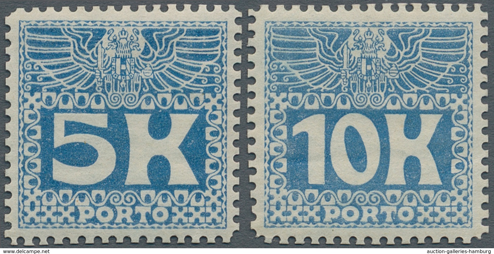 Österreich - Portomarken: 1911, 5 Und 10 Kr Hellblau, Gezähnte Ministervorlagen In Ungebrauchter Pra - Impuestos