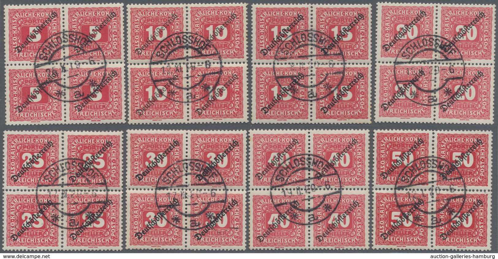 Österreich - Portomarken: 1919, Aufdrucke "Deutschösterreich", 5 H.-10 Kr., Kompletter Satz Von Elf - Impuestos