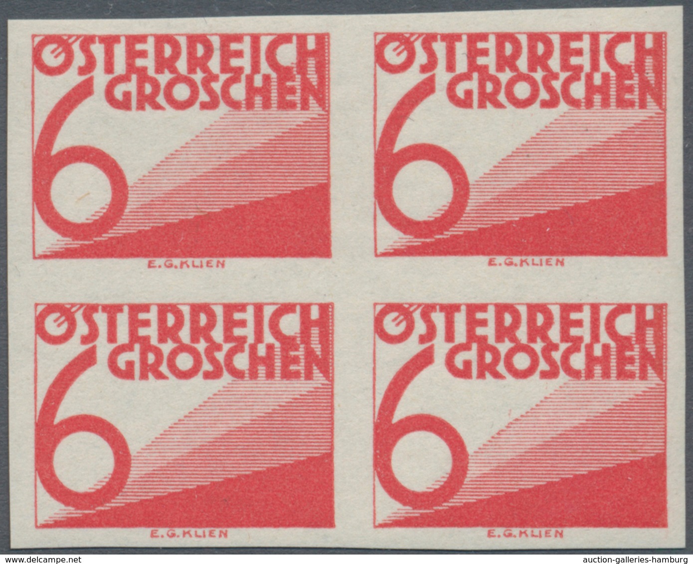 Österreich - Portomarken: 1925, Ziffern 1 Gr. bis 60 Gr., 13 Werte je in ungezähnten 4er-Blocks, pos