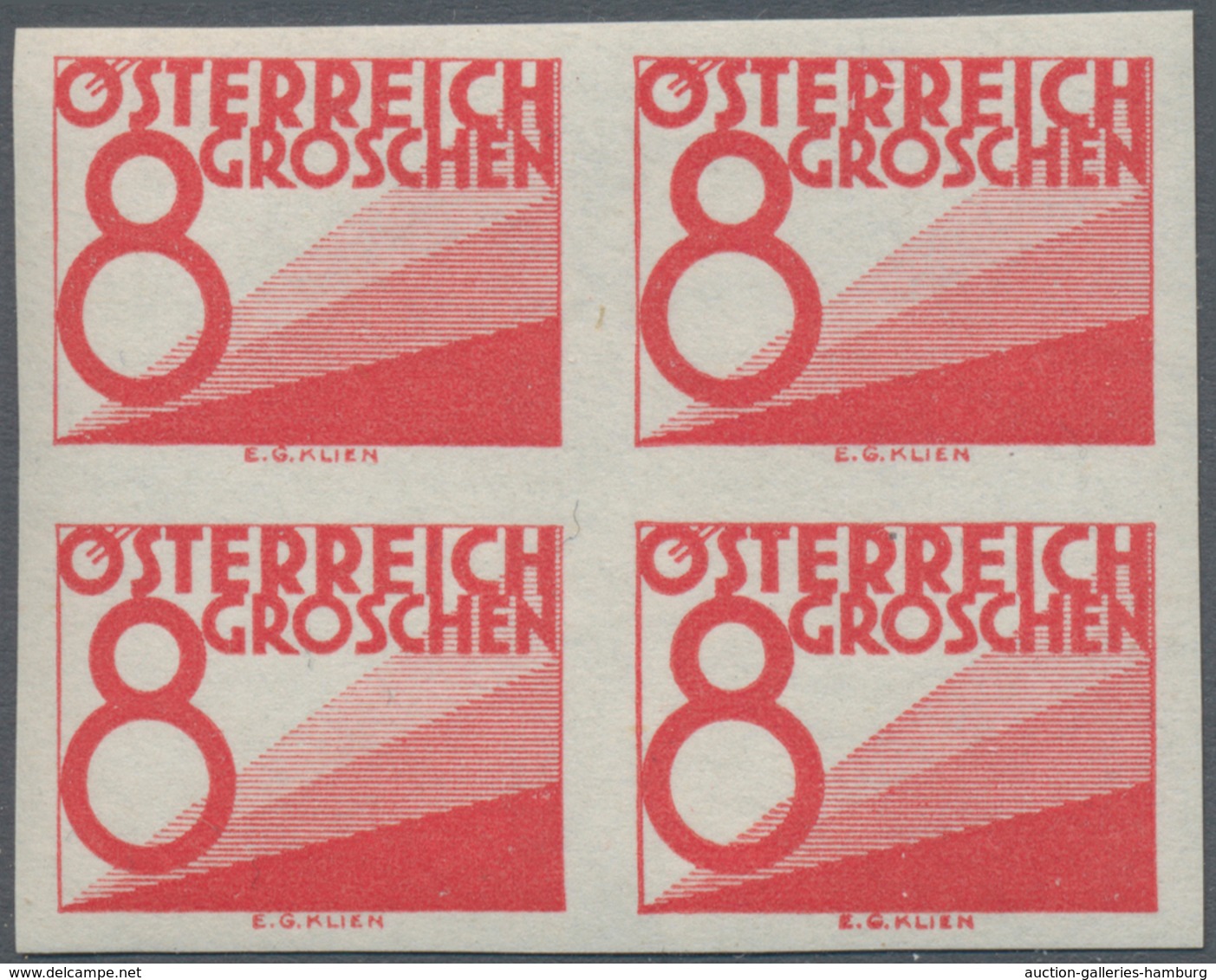 Österreich - Portomarken: 1925, Ziffern 1 Gr. bis 60 Gr., 13 Werte je in ungezähnten 4er-Blocks, pos