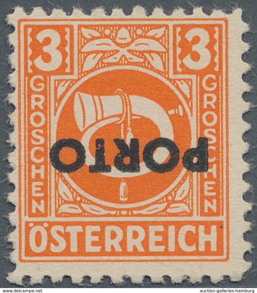 Österreich - Portomarken: 1946, Posthorn, 3 Gr. Orange Und 10 Gr. Grau Je Mit Kopfstehendem Aufdruck - Portomarken