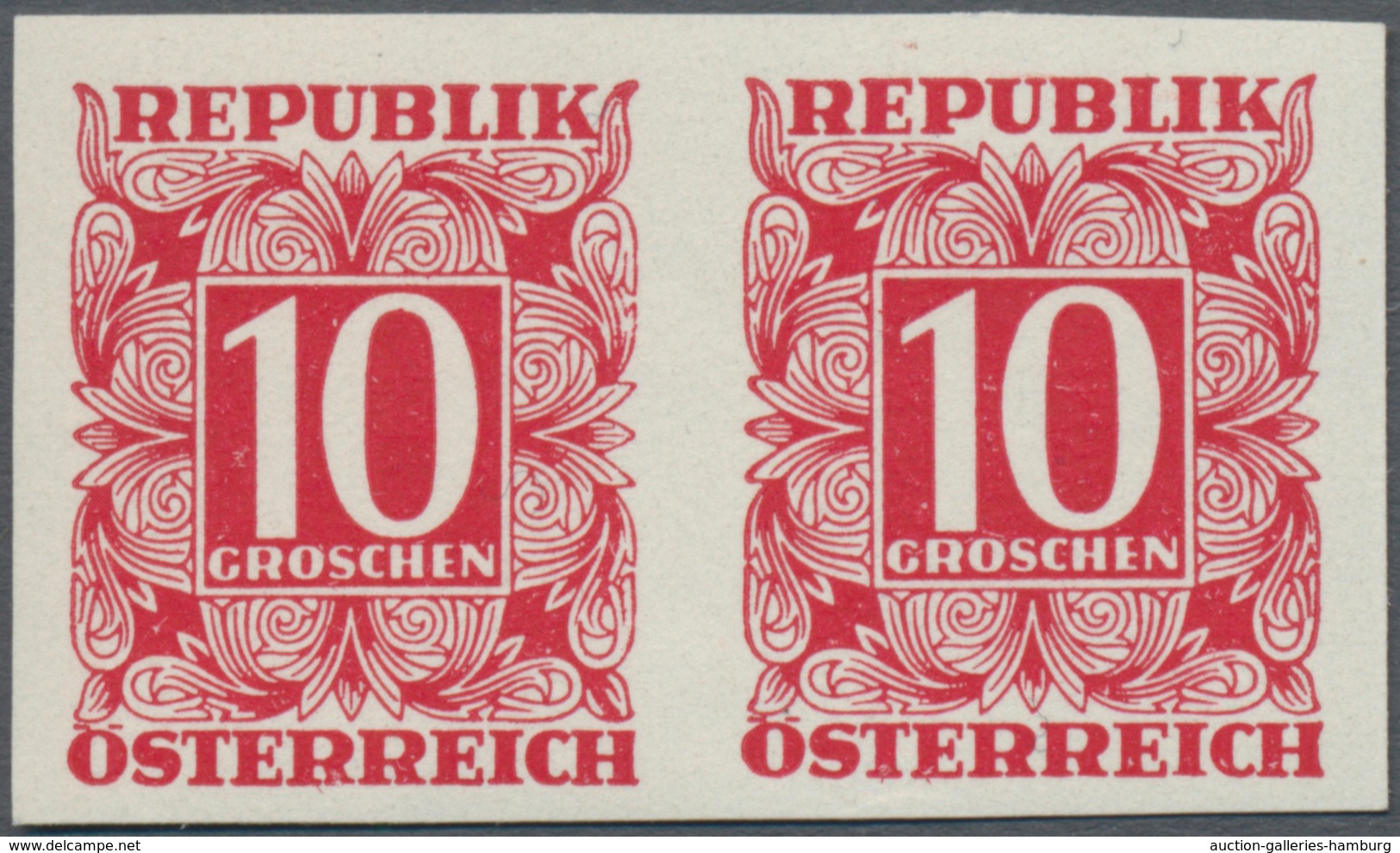 Österreich - Portomarken: 1949/1953, Ziffern 10 Gr. Bis 5 Sch., Elf Werte UNGEZÄHNT In Waagerechten - Strafport