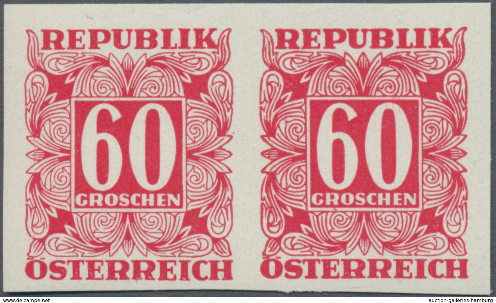 Österreich - Portomarken: 1949/1953, Ziffern 10 Gr. bis 5 Sch., elf Werte UNGEZÄHNT in waagerechten