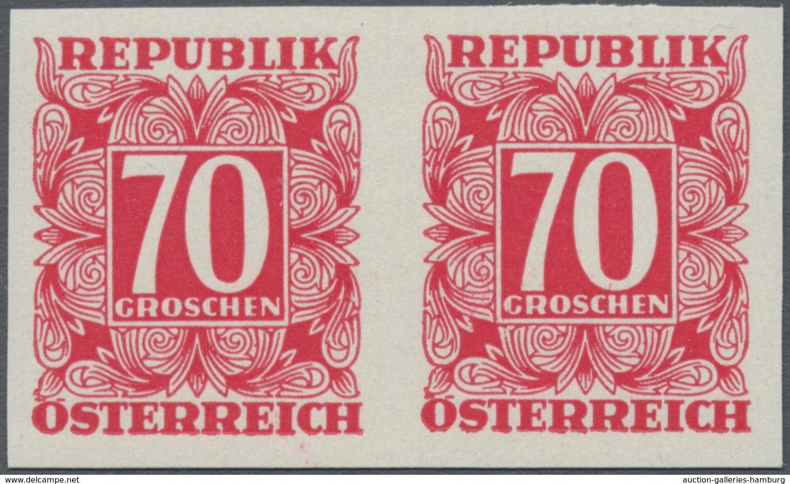 Österreich - Portomarken: 1949/1953, Ziffern 10 Gr. bis 5 Sch., elf Werte UNGEZÄHNT in waagerechten