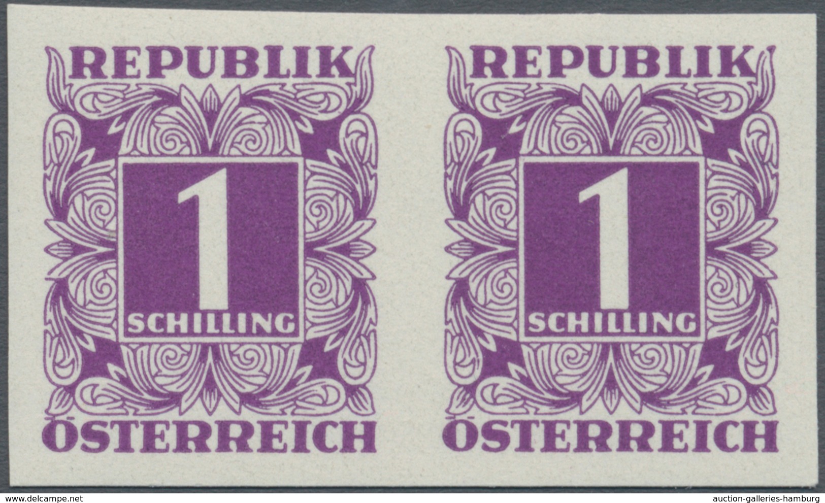 Österreich - Portomarken: 1949/1953, Ziffern 10 Gr. bis 5 Sch., elf Werte UNGEZÄHNT in waagerechten