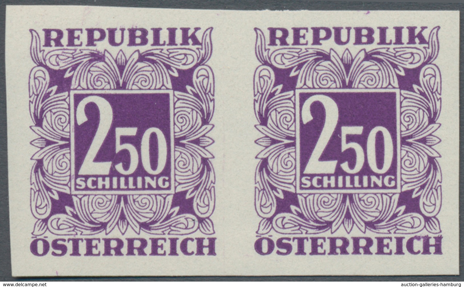 Österreich - Portomarken: 1949/1953, Ziffern 10 Gr. bis 5 Sch., elf Werte UNGEZÄHNT in waagerechten