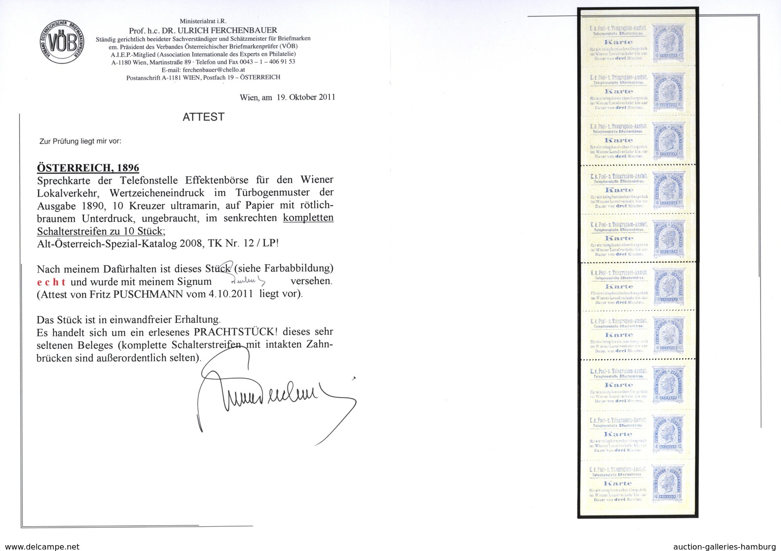 Österreich - Telefonsprechkarten: 1896, Sprechkarte Der Telefonstelle Effektenbörse Für Den Wiener L - Sonstige & Ohne Zuordnung