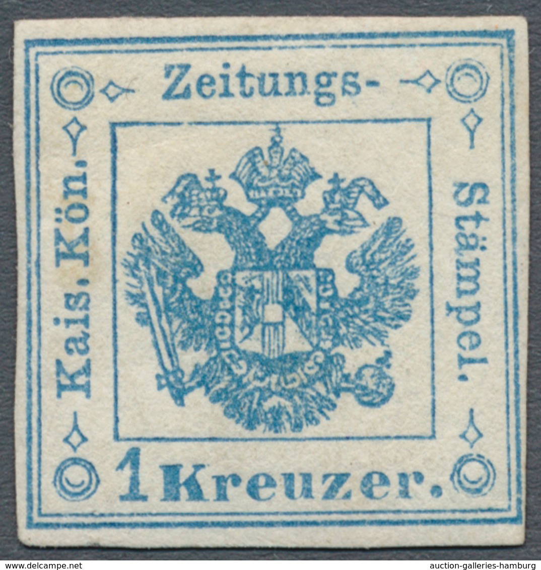 Österreich - Zeitungsstempelmarken: 1859, 1 Kreuzer Hellblau, Type I (sogenanntes "Provisorium"), Re - Periódicos