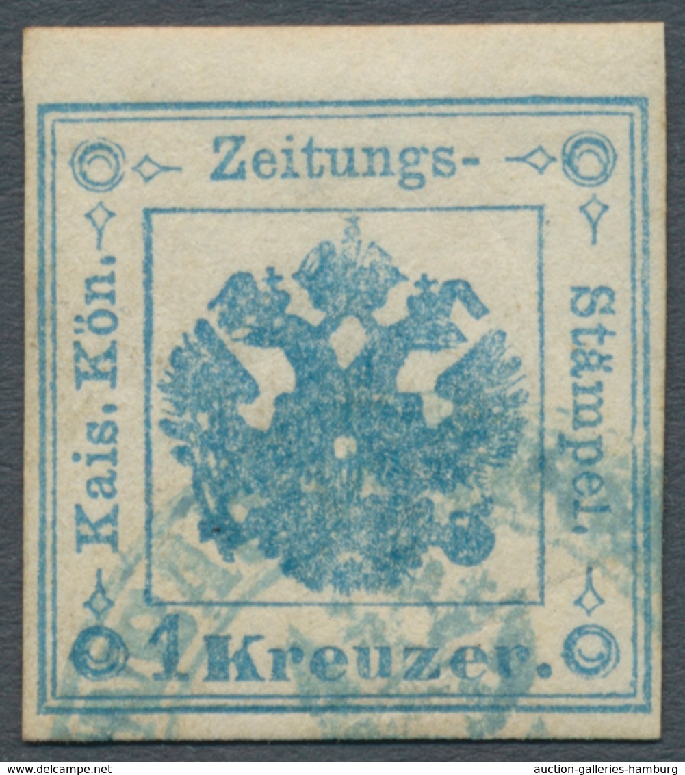 Österreich - Zeitungsstempelmarken: 1859, 1 Kreuzer Hellblau, Type I (sogenanntes "Provisorium"), Al - Periódicos