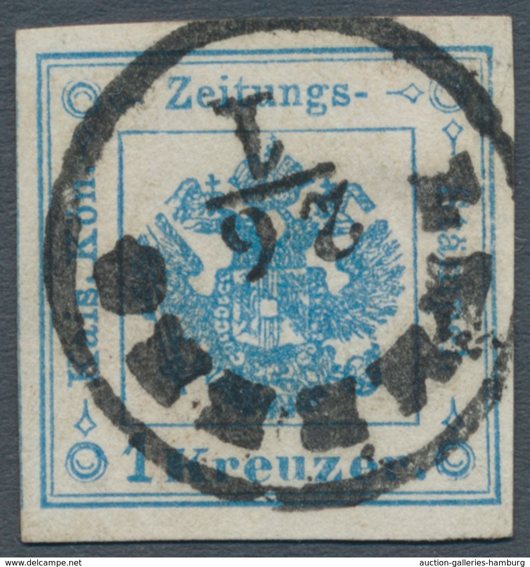 Österreich - Zeitungsstempelmarken: 1859, 1 Kreuzer Hellblau, Type I (sogenanntes "Provisorium"), Al - Journaux