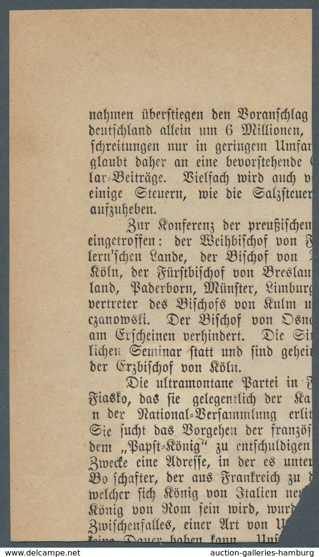 Österreich - Zeitungsstempelmarken: 1858/1859, 1 Kreuzer Blau, Type II A, Linkes Randstück (13 Mm) M - Periódicos