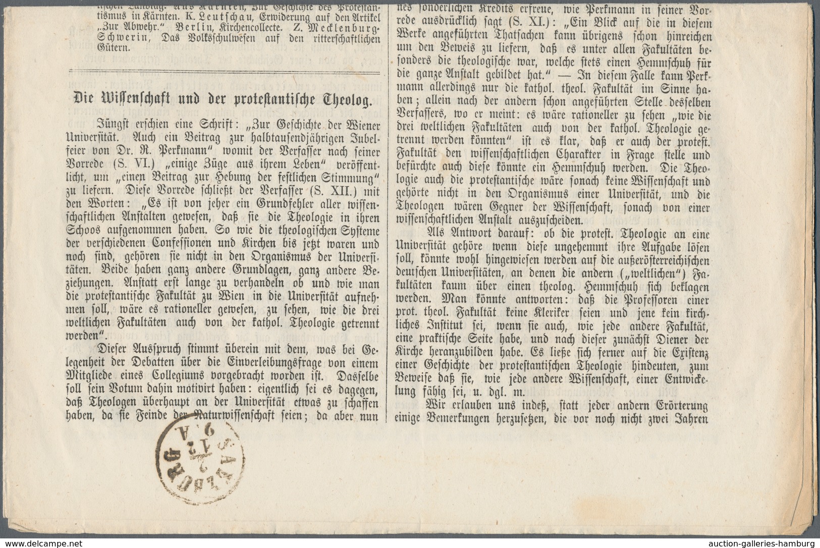 Österreich - Zeitungsstempelmarken: 1877, Zeitungsstempelmarke 1 Kreuzer Blau, Type II B, Allseits V - Periódicos
