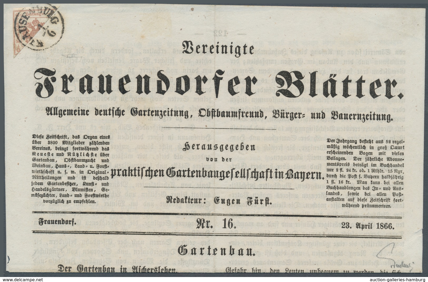 Österreich - Zeitungsstempelmarken: 1877, 2 Kreuzer Rötlichbraun, Type I A, Diagonal Von Rechts Oben - Journaux