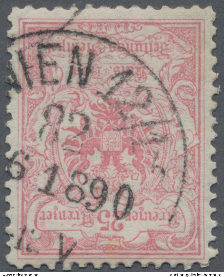 Österreich - Zeitungsstempelmarken: 1890, 25 Kr Rosarot, LZ 12 1/2, Entwertet Mit Poststempel WIEN 1 - Zeitungsmarken