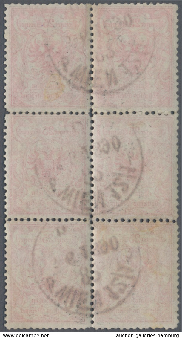 Österreich - Zeitungsstempelmarken: 1890, 25 Kr. Rosarot Ohne Wz., 6er-Block (Zähnung Teils Angetren - Periódicos