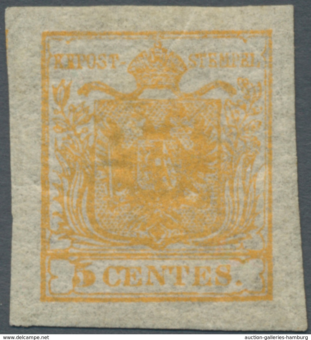 Österreich - Lombardei Und Venetien: 1850, 5 C Orange, Ungebrauchtes Ausnahme-Exemplar Mit Vollem Or - Lombardije-Venetië