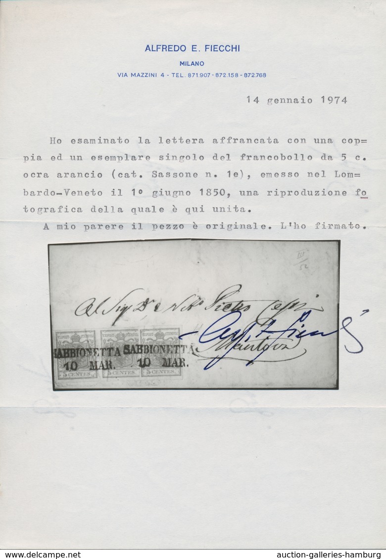 Österreich - Lombardei Und Venetien: 1850, 5 C Orange-ocker Im Waager. Paar Und Einzeln, Entwertet M - Lombardo-Vénétie