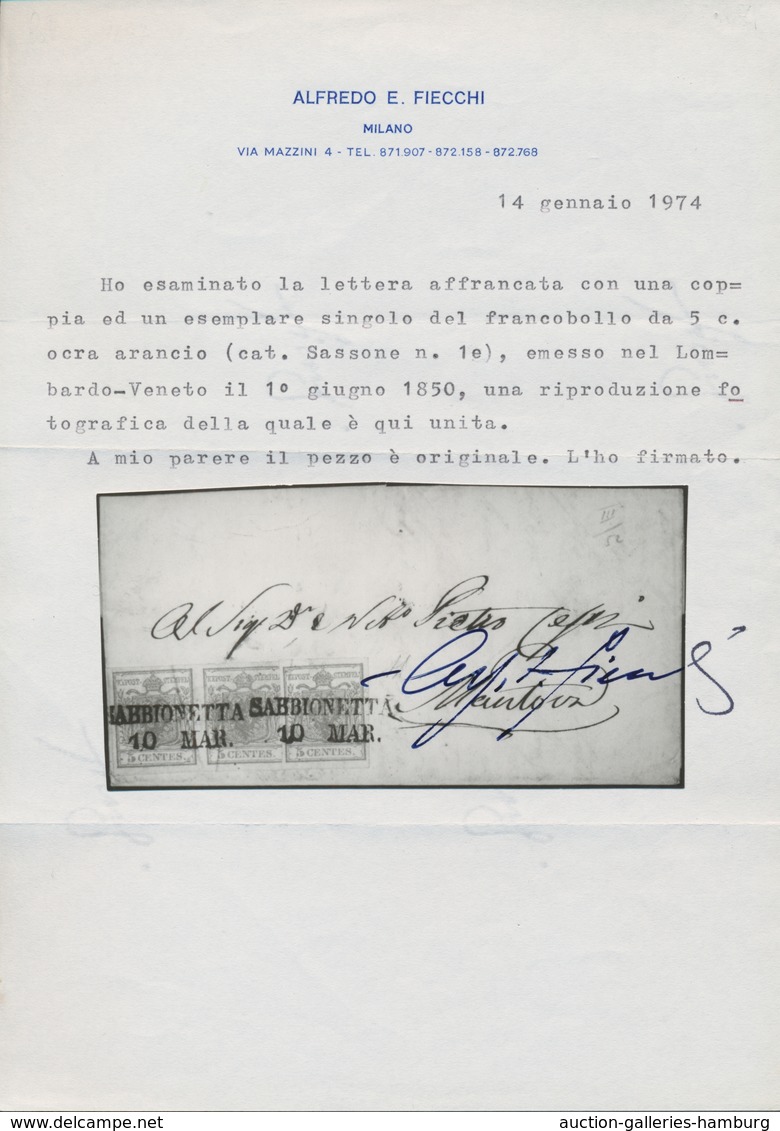 Österreich - Lombardei Und Venetien: 1850, 5 C Orange-ocker Im Waager. Paar Und Einzeln, Entwertet M - Lombardije-Venetië