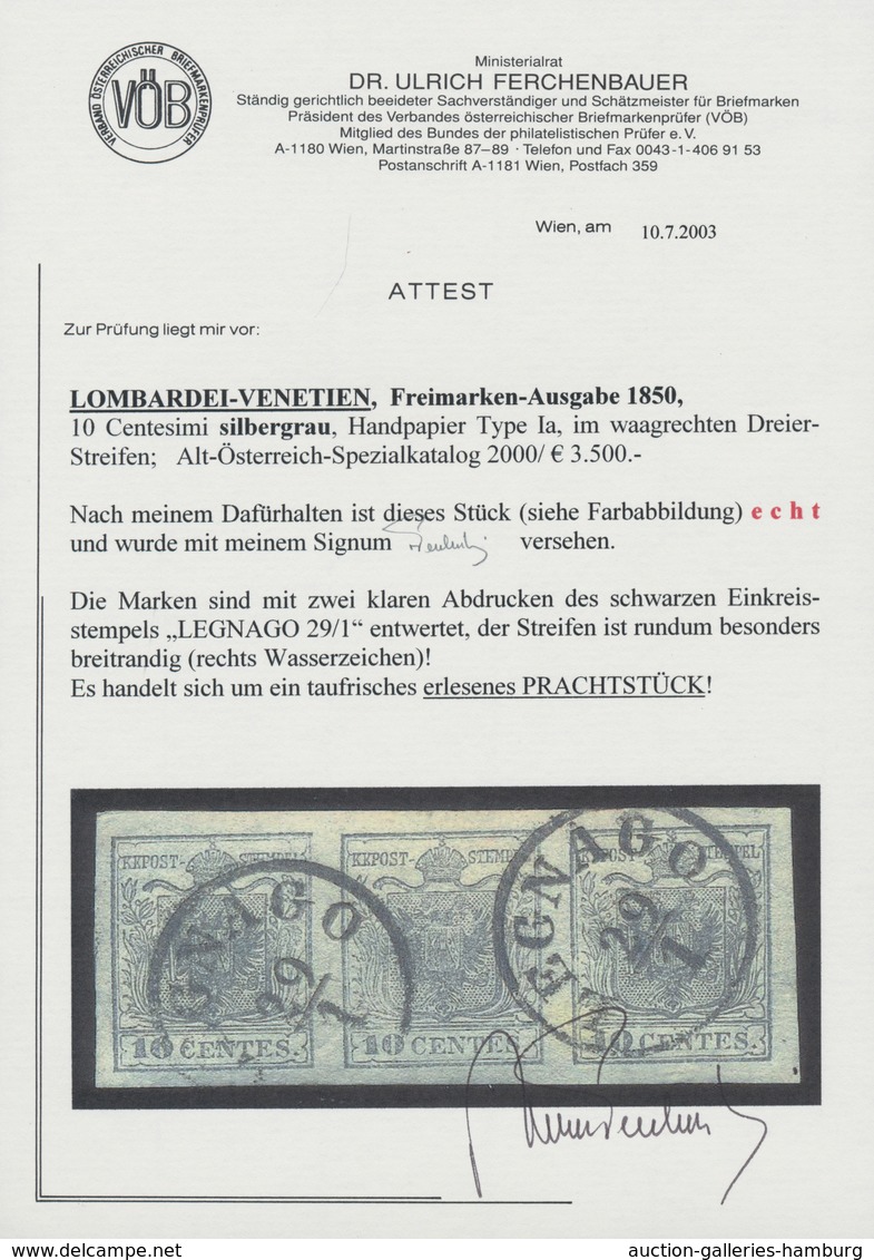 Österreich - Lombardei Und Venetien: 1850, 1 Kr Silbergrau, Erstdruck, Handpapier Type I A Im Waager - Lombardo-Venetien