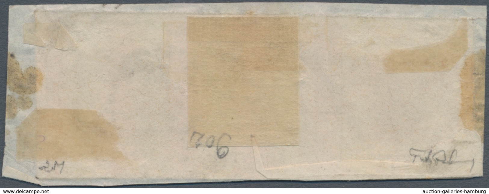 Österreich - Lombardei Und Venetien: 1854, 10 C Schwarz, Type III, Maschinenpapier, Waagerechter 3er - Lombardo-Vénétie