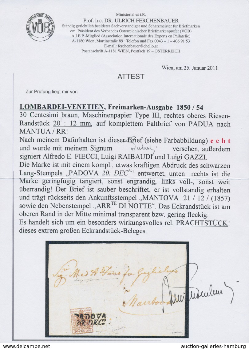 Österreich - Lombardei Und Venetien: 1850, 30 C Braun, Maschinenpapier, Unfassbar Breitrandige Recht - Lombardije-Venetië