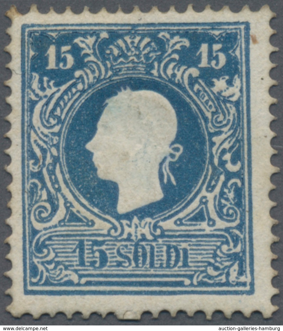 Österreich - Lombardei Und Venetien: 1859. 15 Soldi Blau, Ungebraucht, Leicht Bräunliche Zahnspitzen - Lombardo-Vénétie