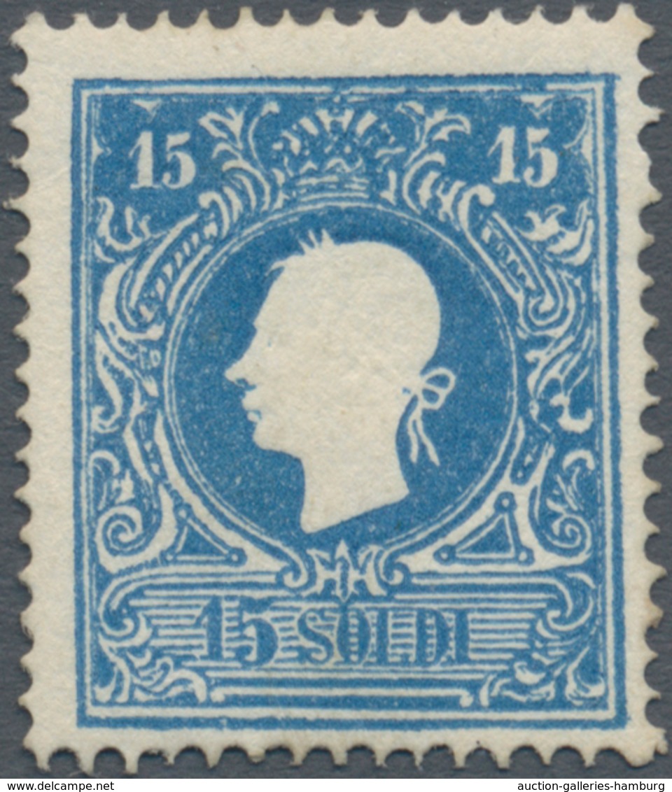 Österreich - Lombardei Und Venetien: 1859, 15 Soldi Blau In Type II Ungebraucht Mit Originalgummi Un - Lombardo-Vénétie
