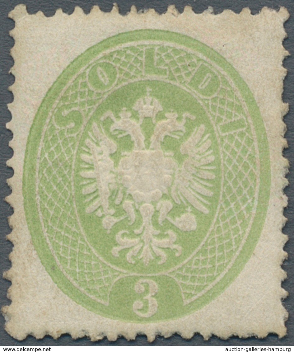 Österreich - Lombardei Und Venetien: 1863, 3 Soldi Grün, Farbfrisches Und Gut Gezähntes Exemplar, Un - Lombardo-Venetien