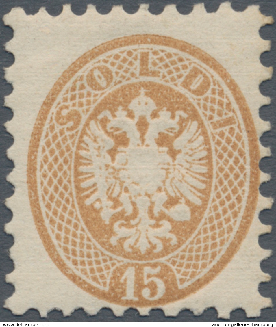 Österreich - Lombardei Und Venetien: 1864, 15 Soldi Braun Ungebraucht Mit Originalgummi, Signiert (S - Lombardo-Vénétie