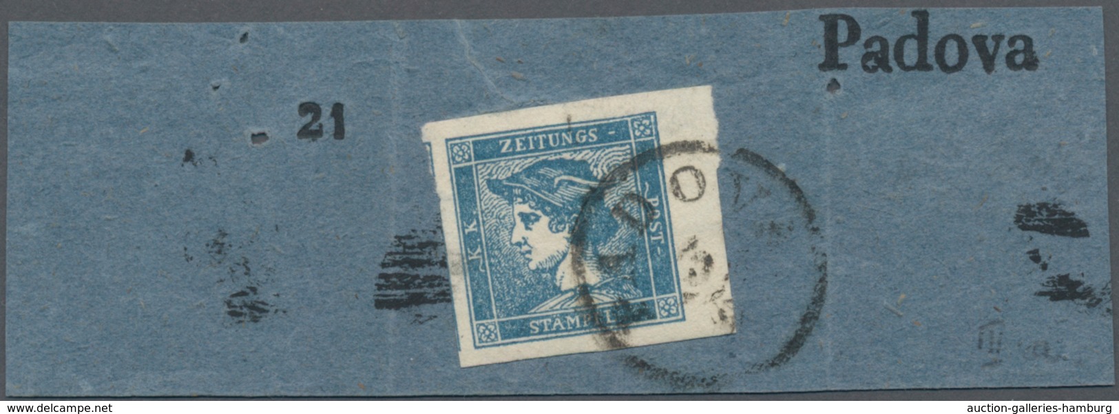 Österreich - Lombardei Und Venetien - Zeitungsmarken: 1851/1856, Blauer Merkur In Type III A, Besond - Lombardo-Venetien