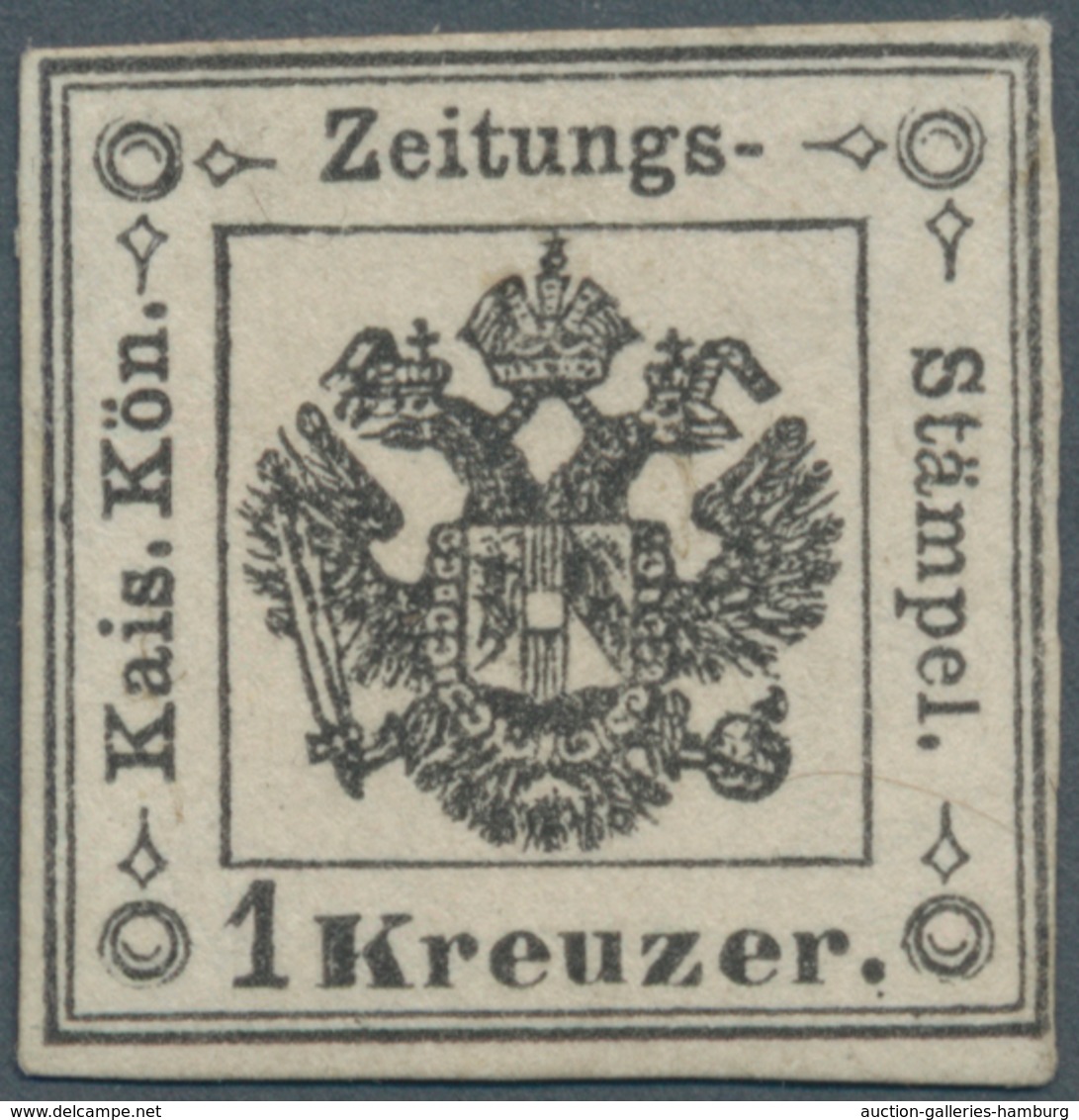 Österreich - Lombardei Und Venetien - Zeitungsstempelmarken: 1858, 1 Kr Schwarz Ungebraucht Mit Neug - Lombardo-Vénétie