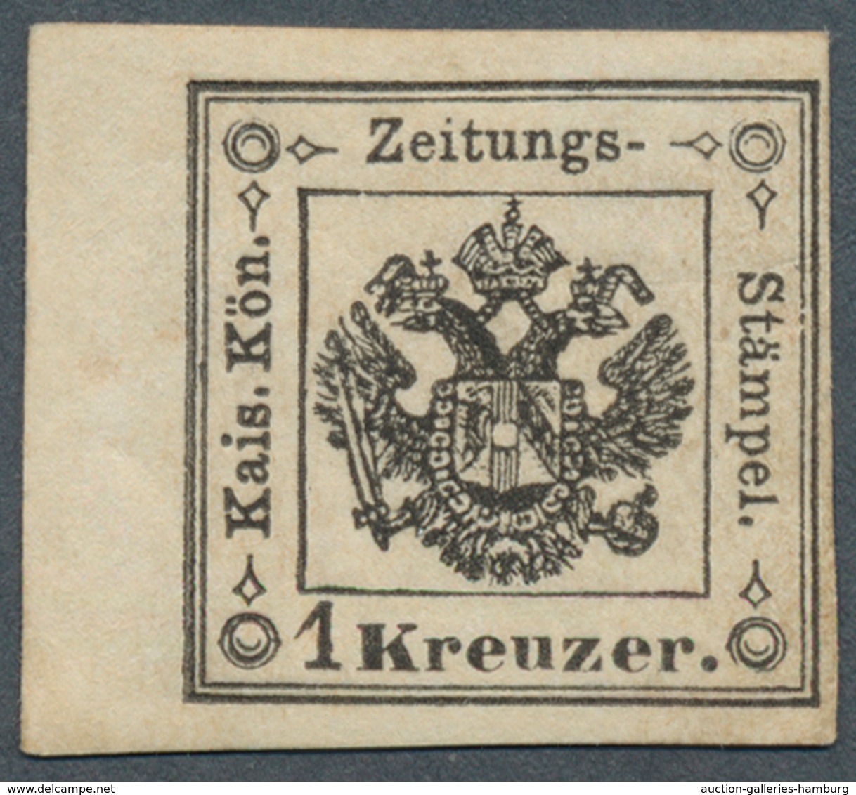 Österreich - Lombardei Und Venetien - Zeitungsstempelmarken: 1859, 1 Kreuzer Schwarz, Type I, Linkes - Lombardo-Vénétie