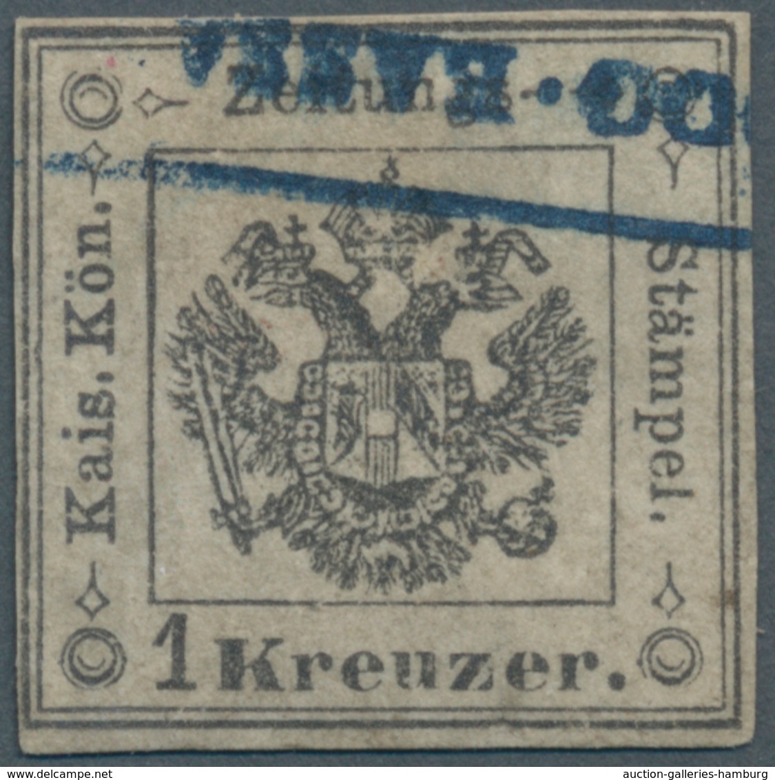 Österreich - Lombardei Und Venetien - Zeitungsstempelmarken: 1858, 1 Kr Schwarz Gestempelt, Teils Kl - Lombardo-Vénétie
