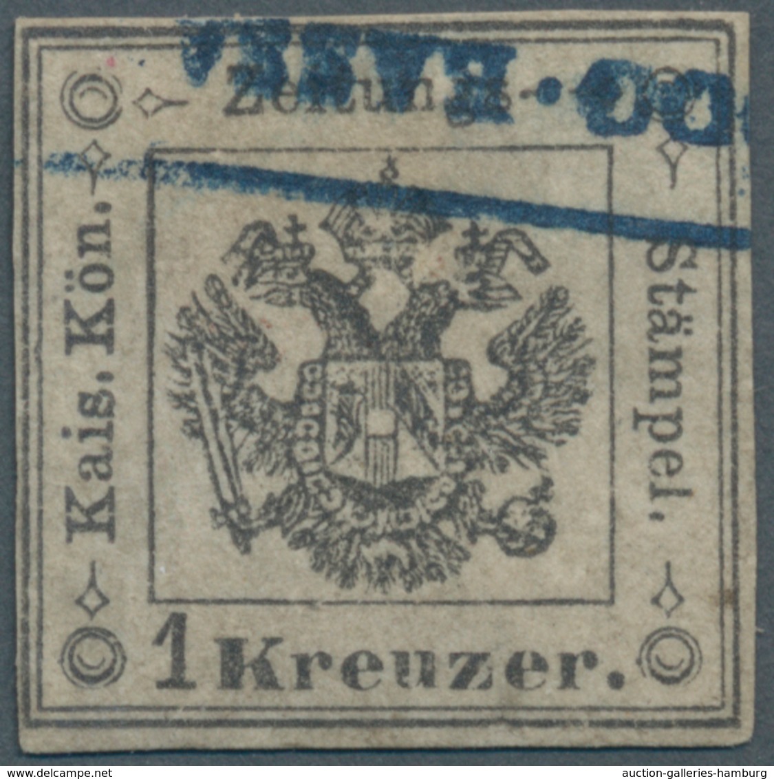 Österreich - Lombardei Und Venetien - Zeitungsstempelmarken: 1858, 1 Kr Schwarz Gestempelt, Teils Kl - Lombardije-Venetië