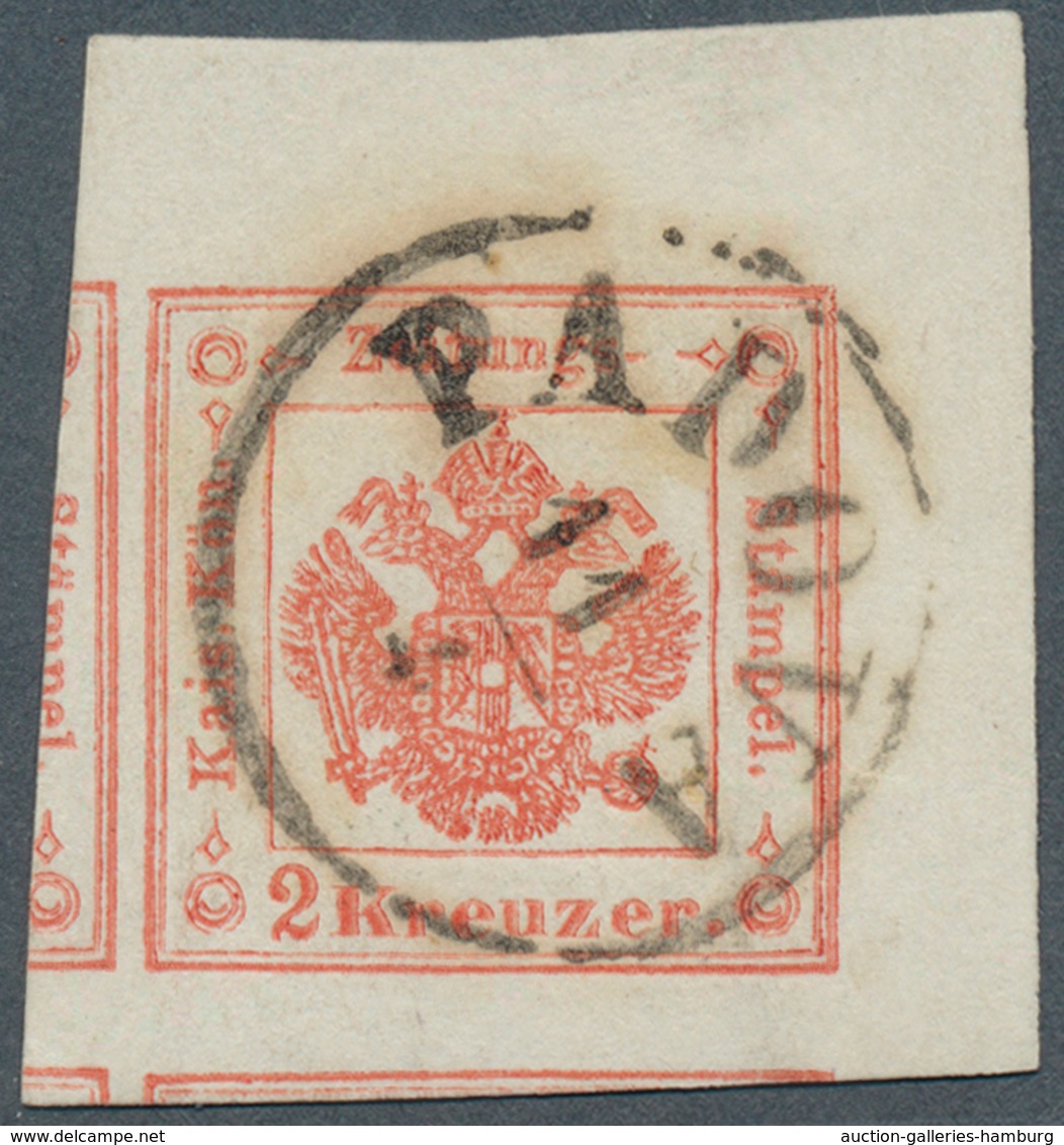 Österreich - Lombardei Und Venetien - Zeitungsstempelmarken: 1859, 2 Kreuzer Zinnoberrot, Type II, R - Lombardije-Venetië