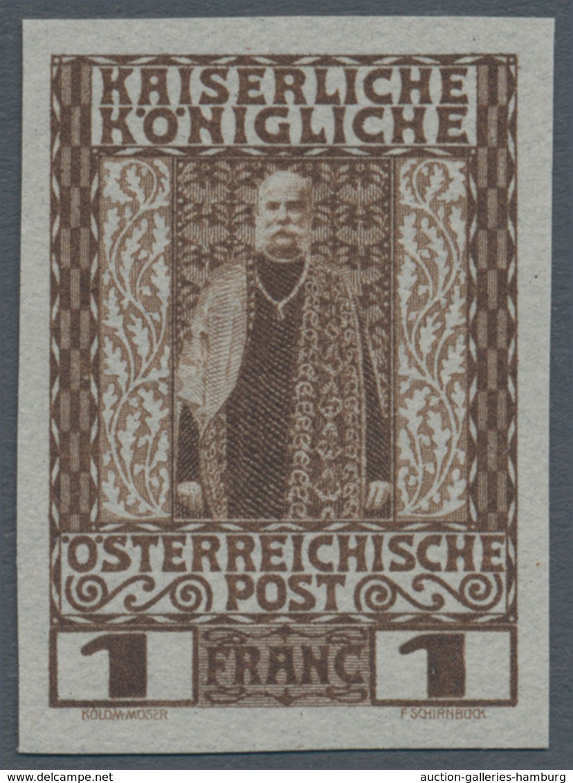 Österreichische Post auf Kreta: 1908, Regierungs-Jubiläum 5 C bis 1 Franc UNGEZÄHNTE ANDRUCKE komple
