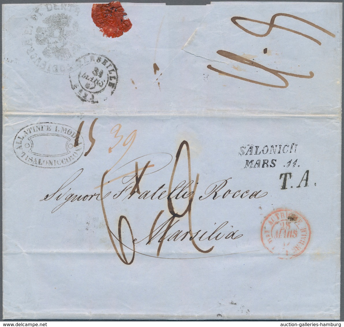 Österreichische Post In Der Levante: 1847, DESINFIZIERTE POST, Kompletter Faltbrief Von Saloniki Nac - Oriente Austriaco
