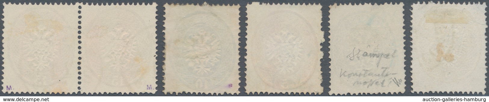 Österreichische Post In Der Levante: 1863, 2 Soldi Bis 15 Soldi Doppeladler (15 Soldi Im Waager.Paar - Levant Autrichien