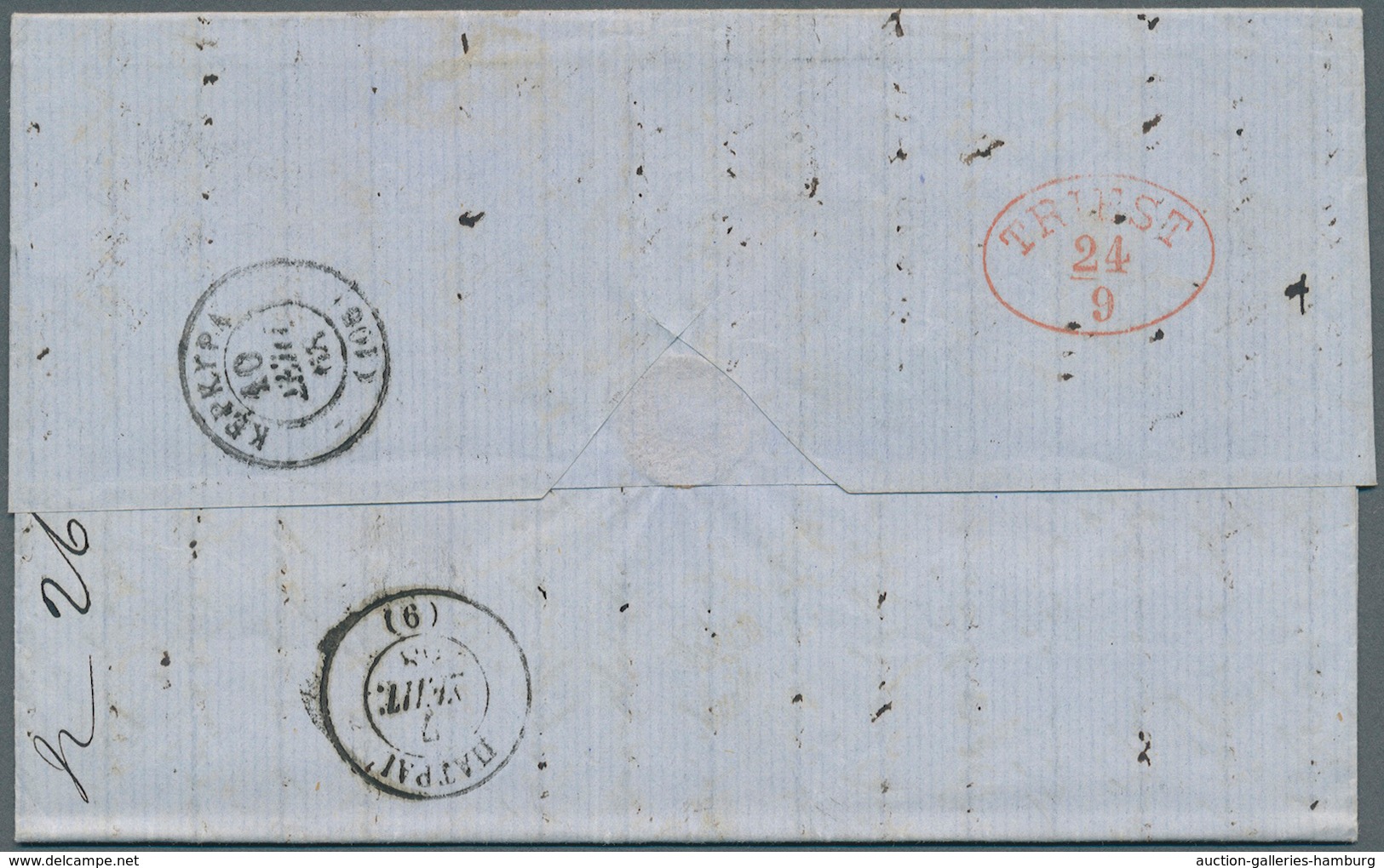 Österreichische Post In Der Levante: 1868, 2 Briefe Aus Pyrgos Bzw Syros (jew. Griechenland), N. Tri - Levante-Marken