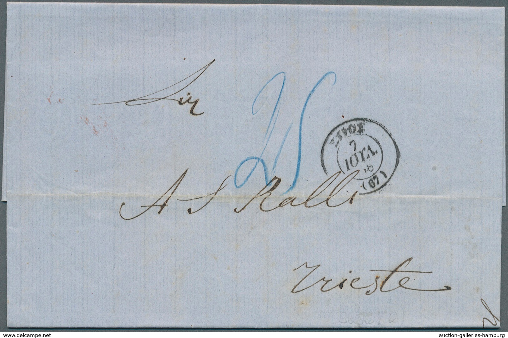 Österreichische Post In Der Levante: 1868, 2 Briefe Aus Pyrgos Bzw Syros (jew. Griechenland), N. Tri - Oostenrijkse Levant