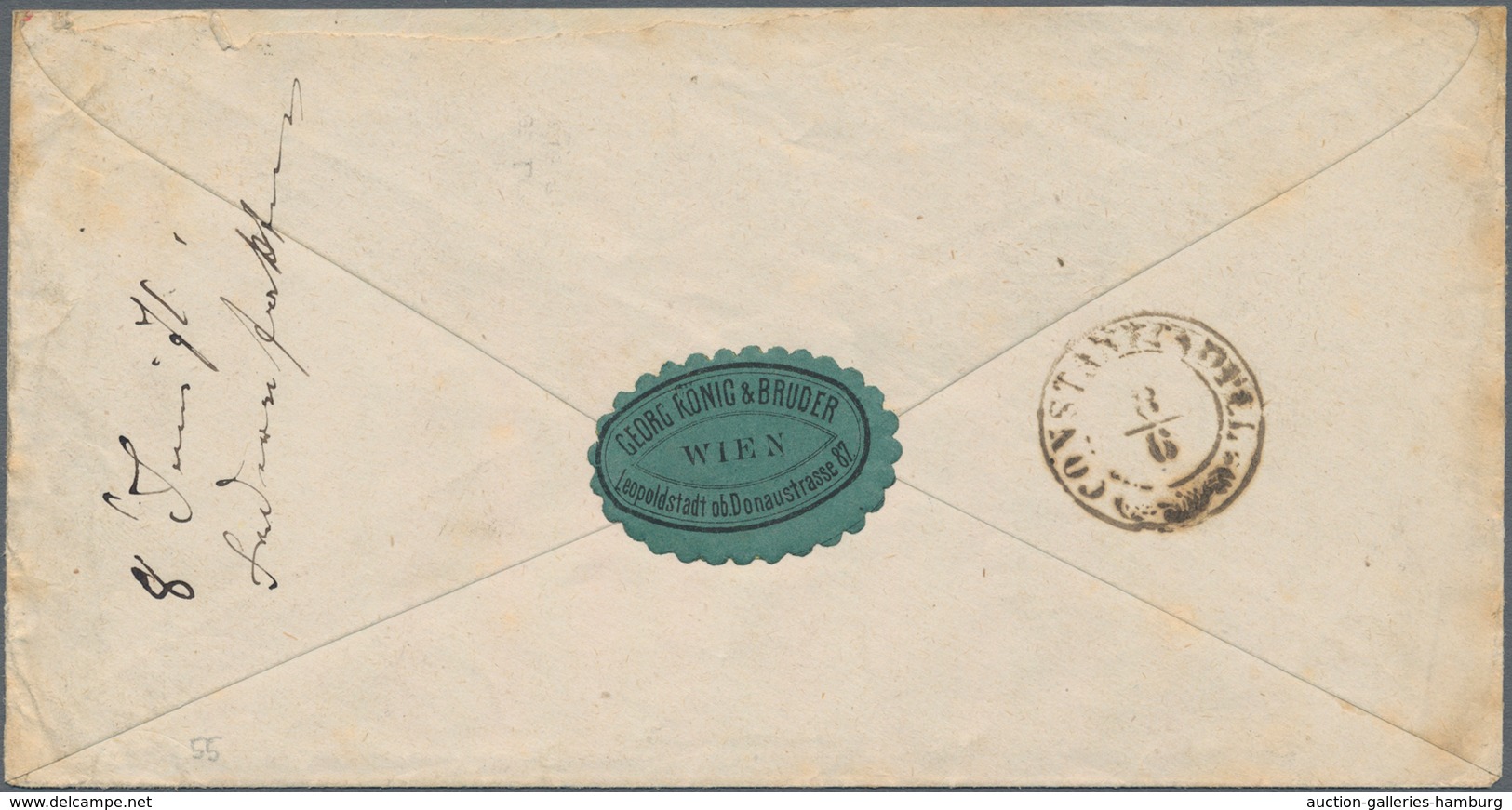 Österreichische Post In Der Levante: 1871, INCOMING MAIL: Österreich, 5 Kr Rot Ganzsachenumschlag Mi - Levante-Marken