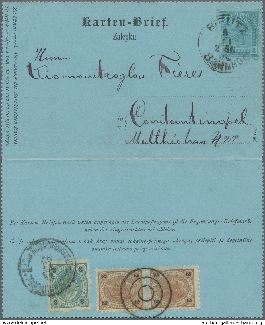 Österreichische Post In Der Levante: 1892, INCOMING MAIL: Österreich, 3 Kr Grün Zweisprachiger Ganzs - Levante-Marken